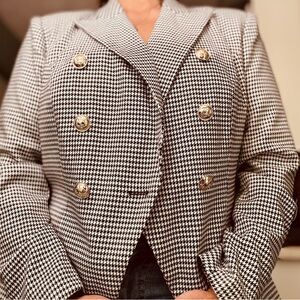 VENUS Black and White Houndstooth Blazer